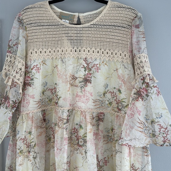 Anthropologie Mynah White Lace Tiered Christianne Dress size L - Picture 9 of 10